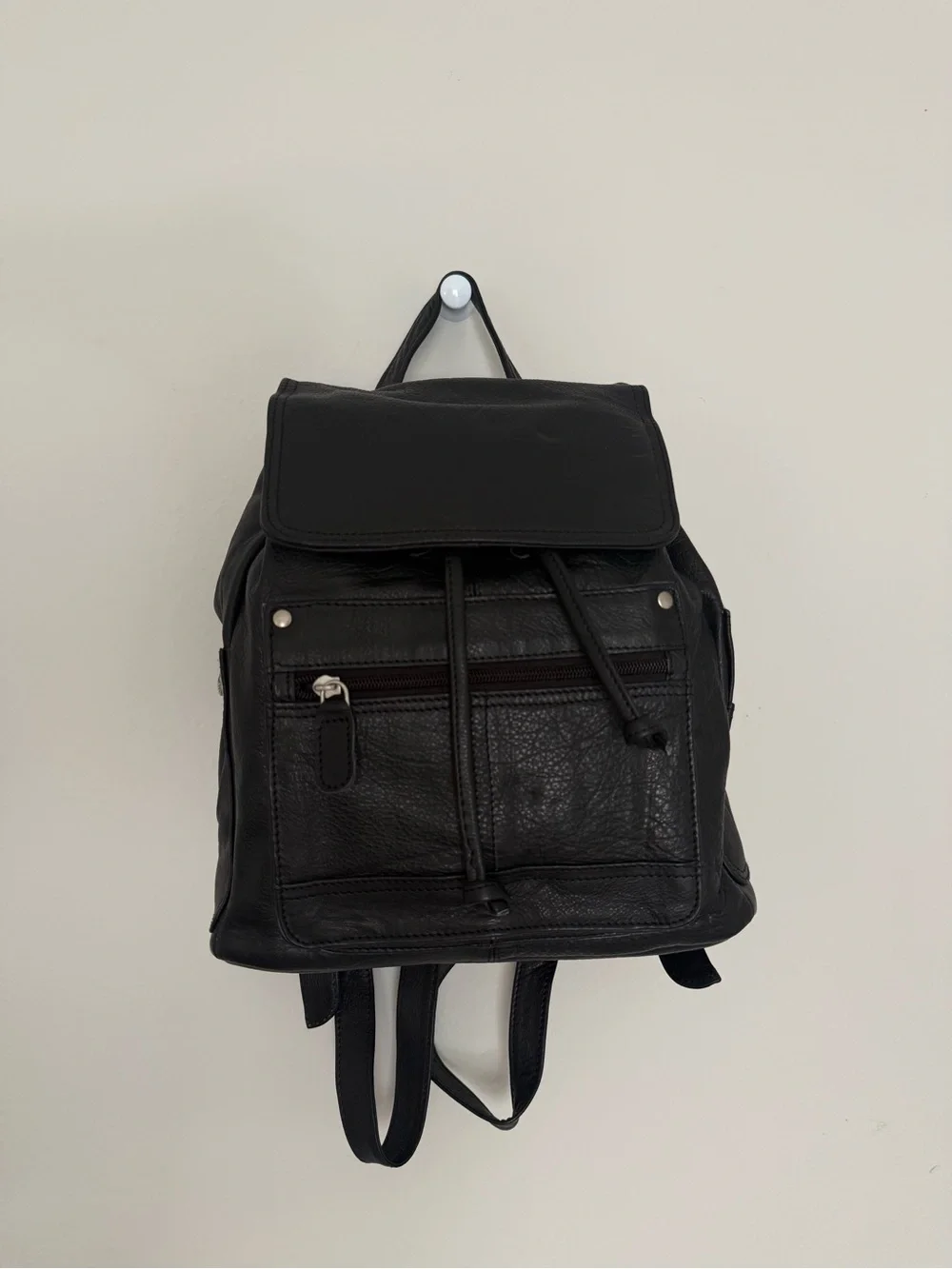 Beau Swan Spain Black Leather Backpack Purse vintage with tag